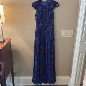 J. Crew Blue Maxi Gown with Flutter Cap Sleeves